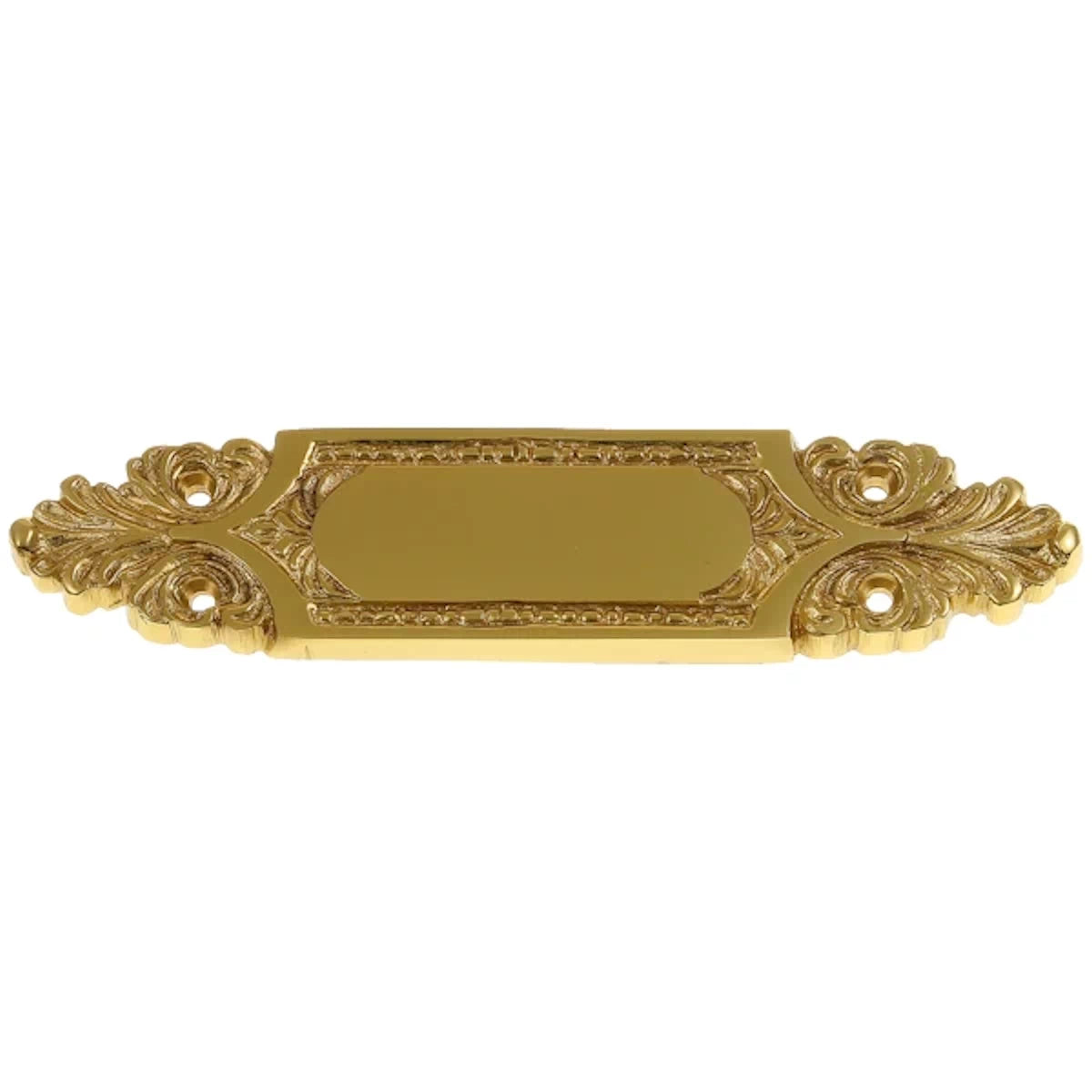 Messingschild mit Lasergravur – Ornamentales Namensschild aus Messing mit Bohrlöchern