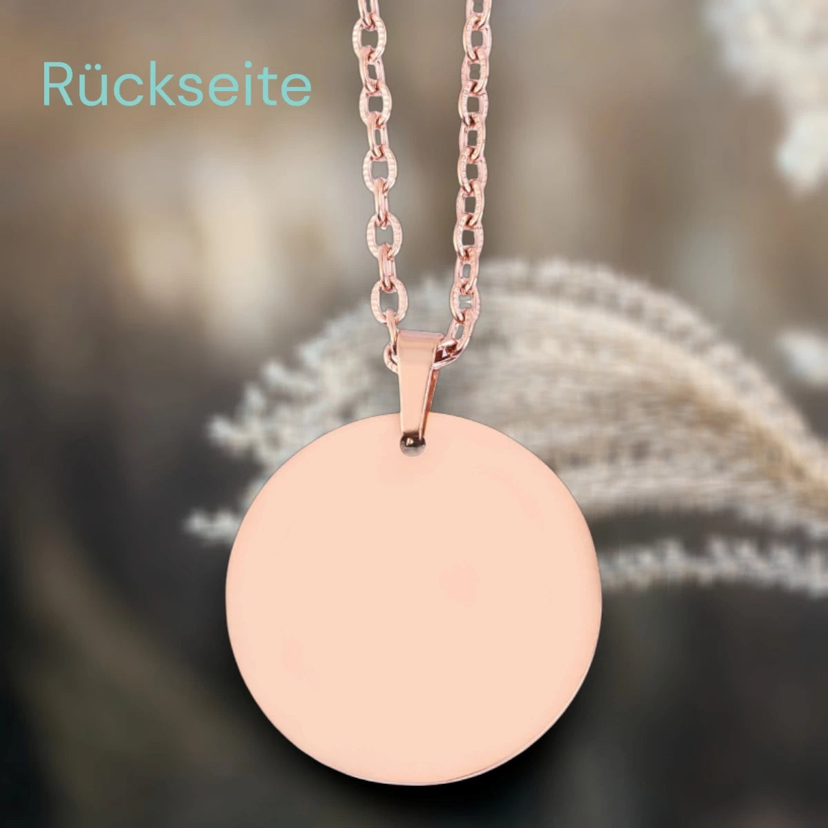 Personalisierte Kette Roségold – Runder Edelstahl Anhänger (25 mm) mit Gravur & Kette