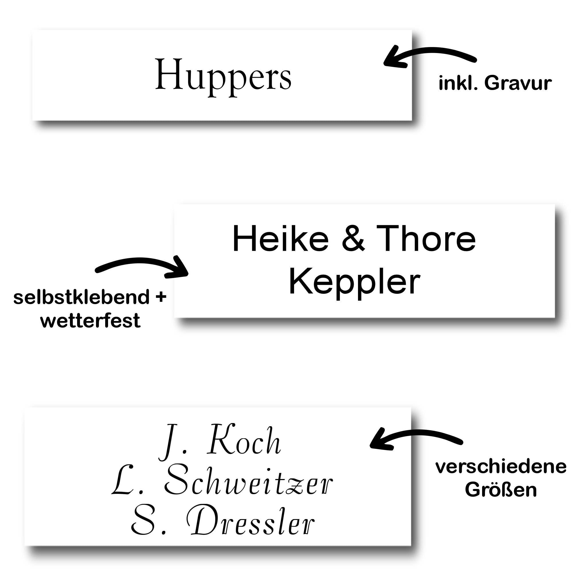 Briefkastenschild Klingelschild weiß