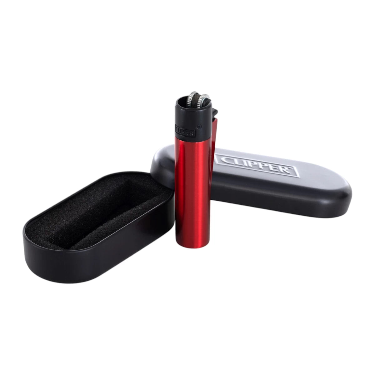 Clipper Metal Feuerzeug | LAVA ROT-SCHWARZ | Individuelle Gravur