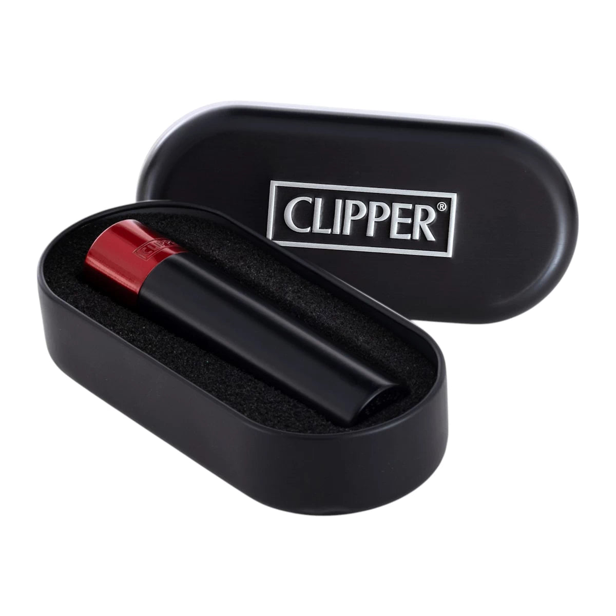 Clipper Metal Feuerzeug | LAVA SCHWARZ-ROT | Individuelle Gravur