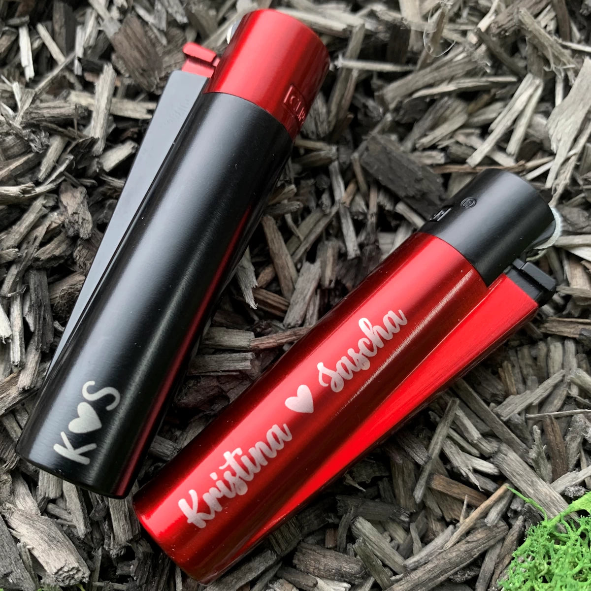 Clipper Metal Feuerzeug | LAVA ROT-SCHWARZ | Individuelle Gravur