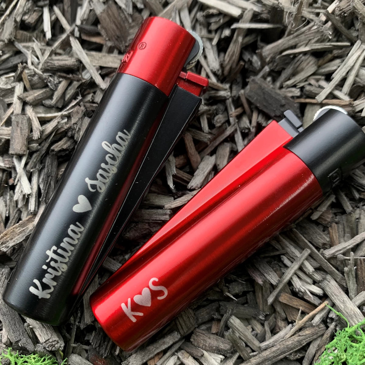 Clipper Metal Feuerzeug | LAVA ROT-SCHWARZ | Individuelle Gravur