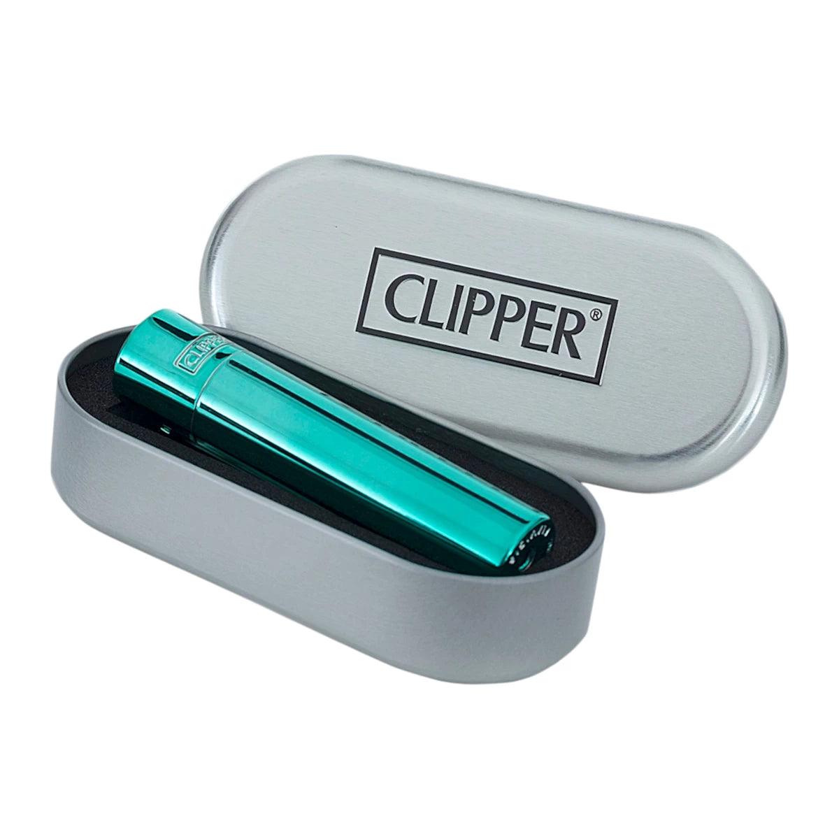 Clipper Metal Feuerzeug | TÜRKIS POLIERT | Individuelle Gravur