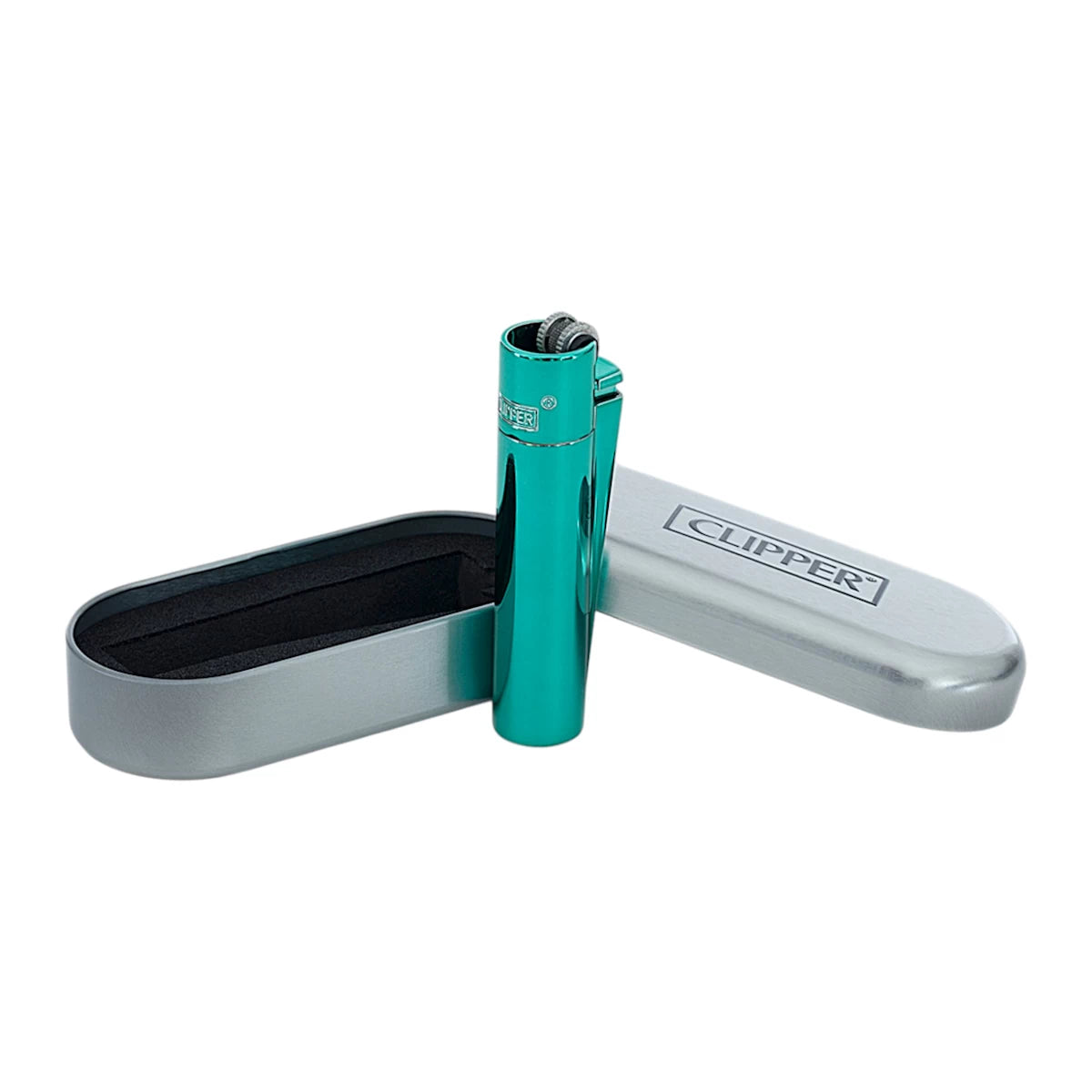 Clipper Metal Feuerzeug | TÜRKIS POLIERT | Individuelle Gravur