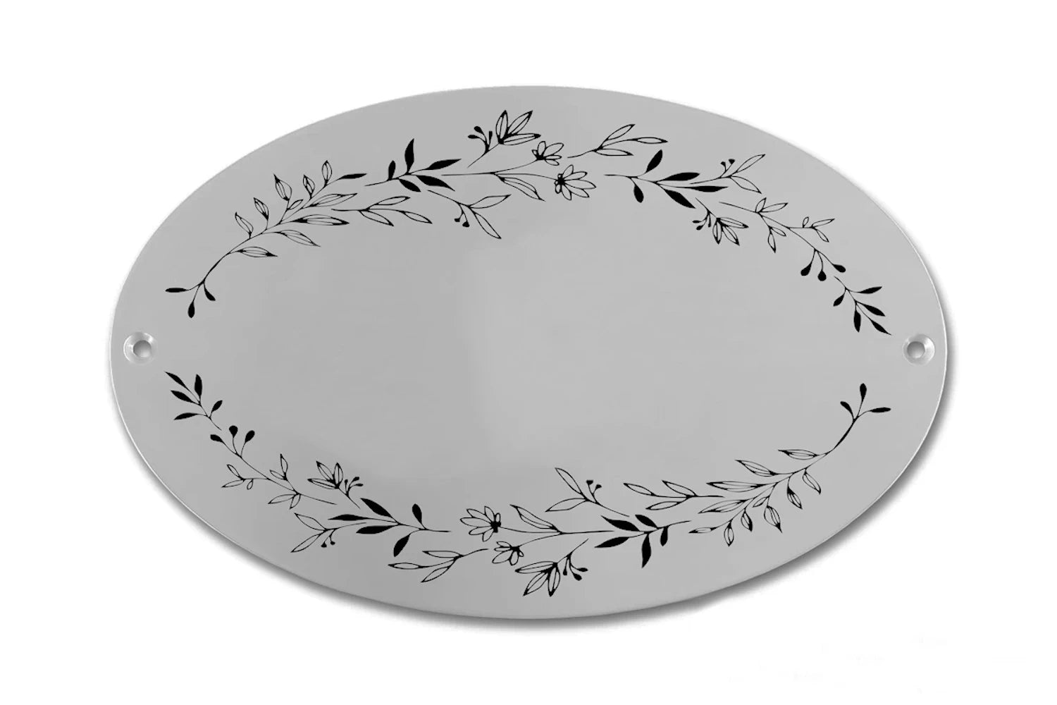 Edelstahlschild Oval mit Ranke