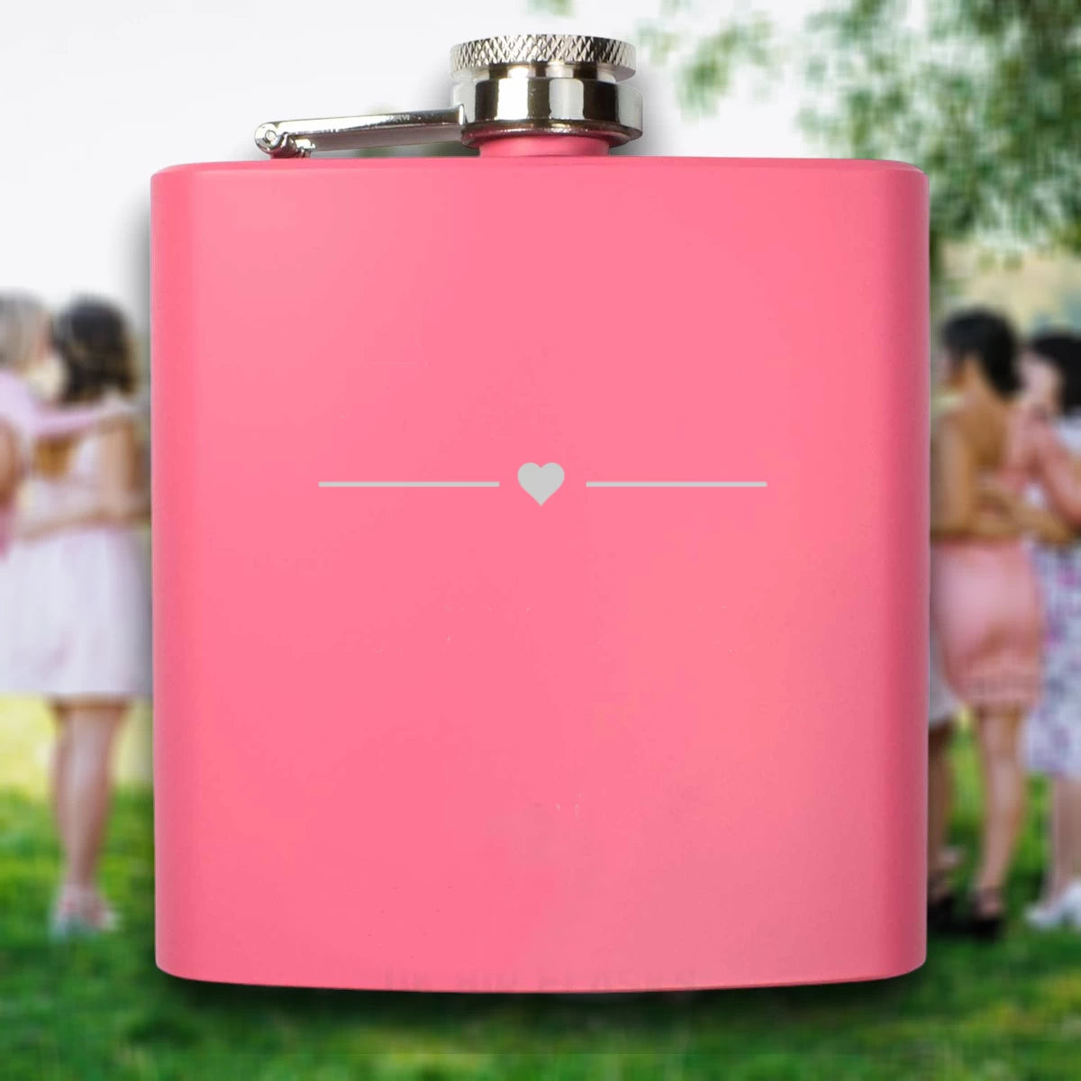 Personalisierter Flachmann für Trauzeugin – Rosa Design mit Herz, Name & Wunschtext