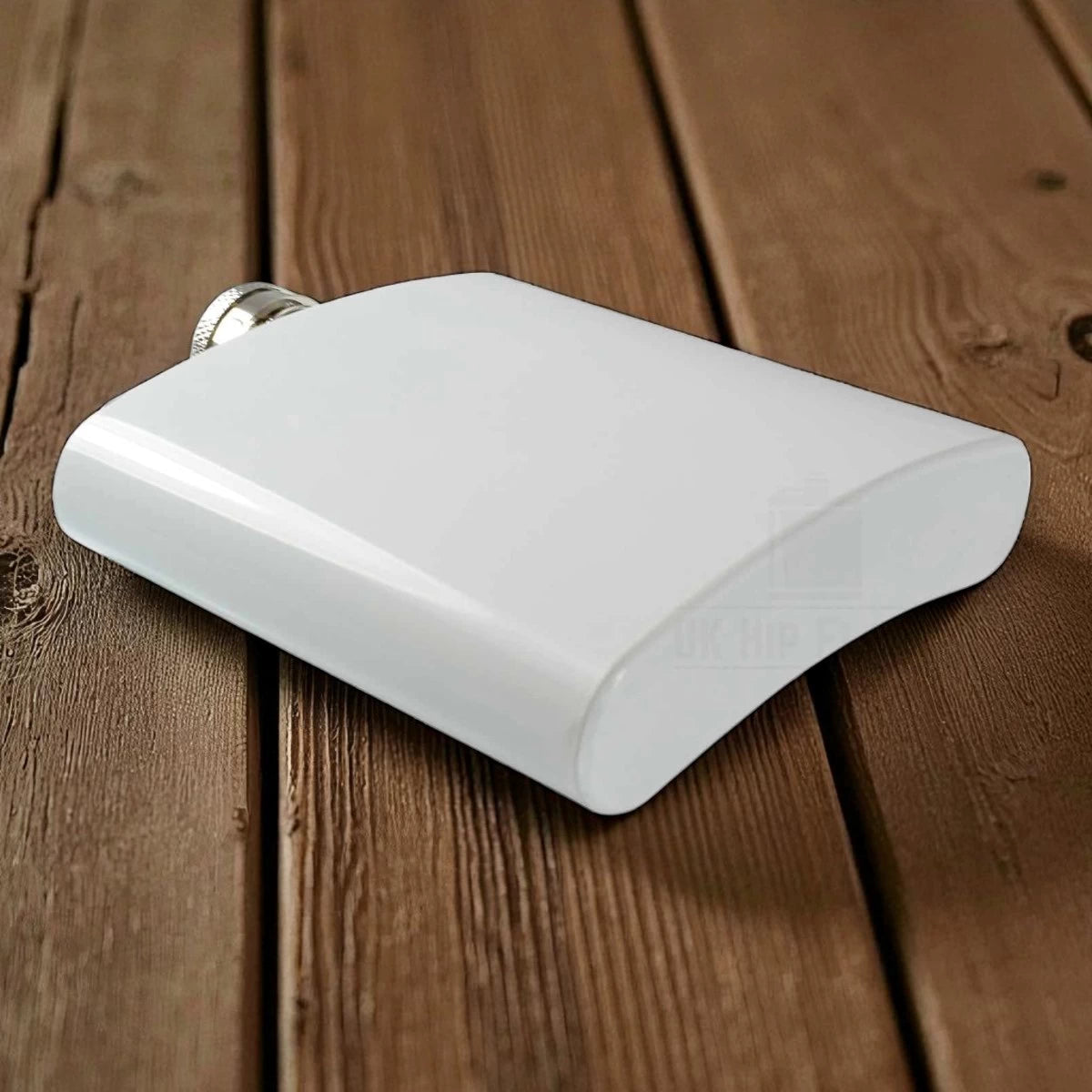 Personalisierter Flachmann Braut – Weiß mit Brautkleid, Name & Hochzeitsdatum