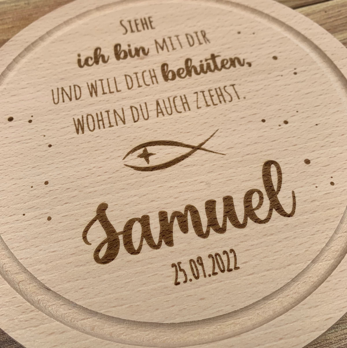 Frühstücksbrett rund personalisiert Text Ø25 cm