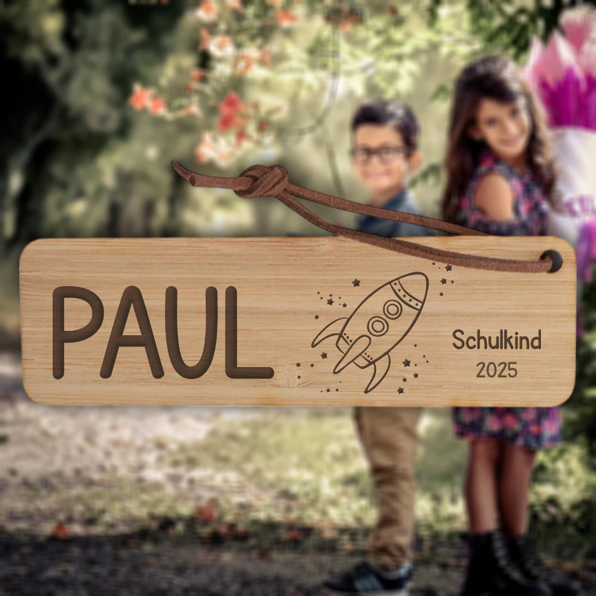Personalisiertes Lesezeichen zur Einschulung – 🚀 Rakete mit Name