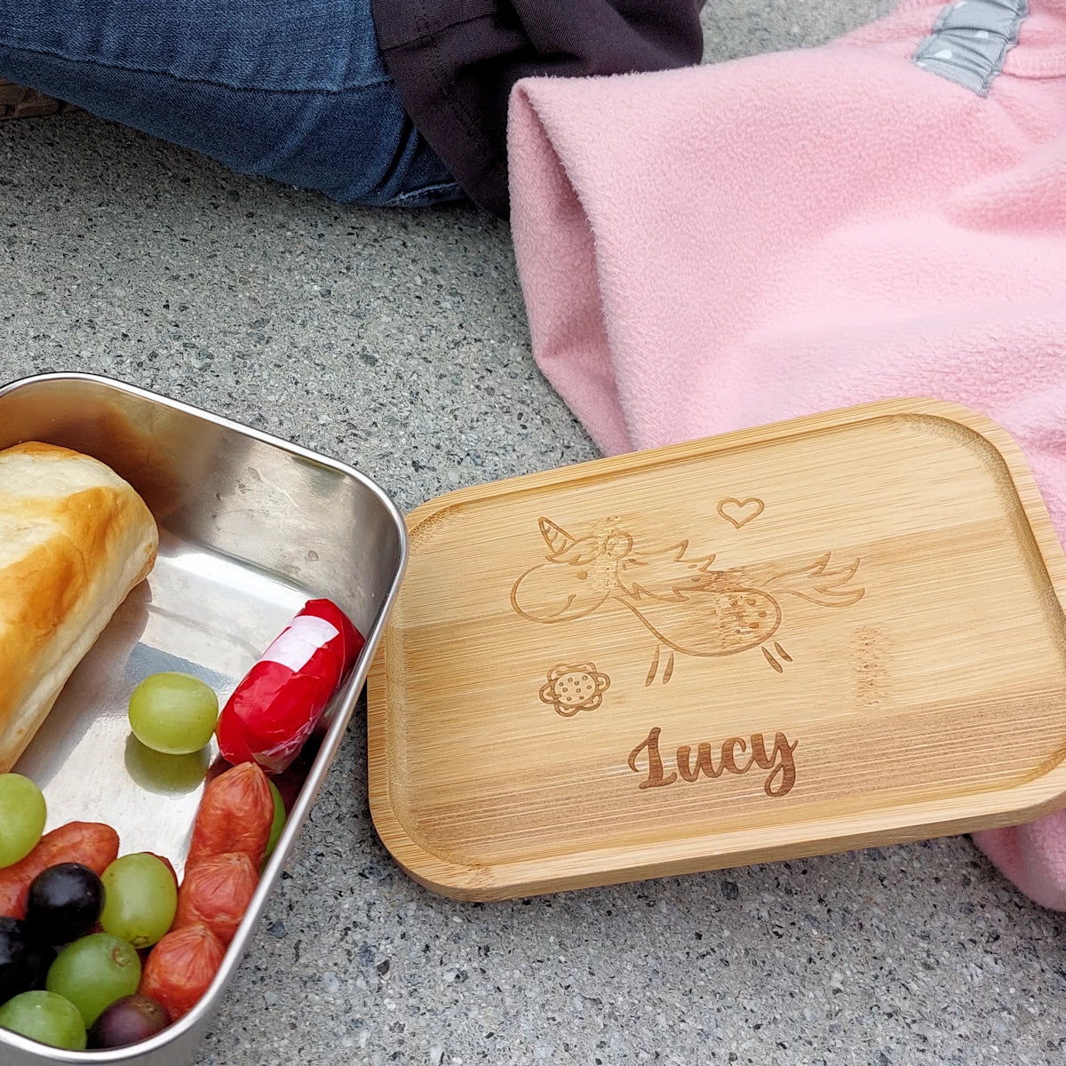 Lunchbox Bambus mit Wunschgravur für Kinder