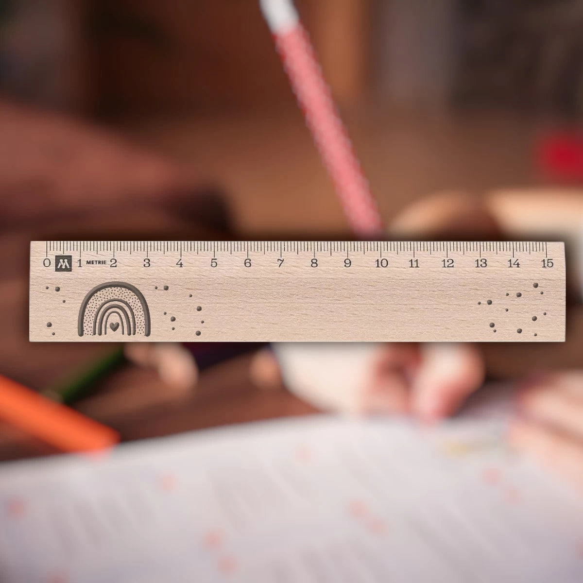 Regenbogen-Lineal zur Einschulung – 15 cm Holz mit Name & Wunschtext