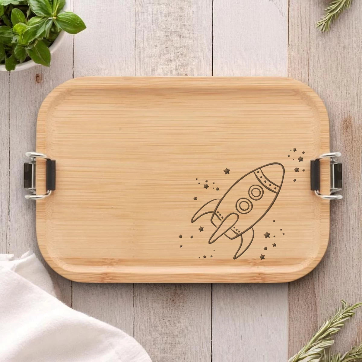 🚀 Personalisierte Brotdose zur Einschulung – „Schulkind 2025“ mit Rakete & Name