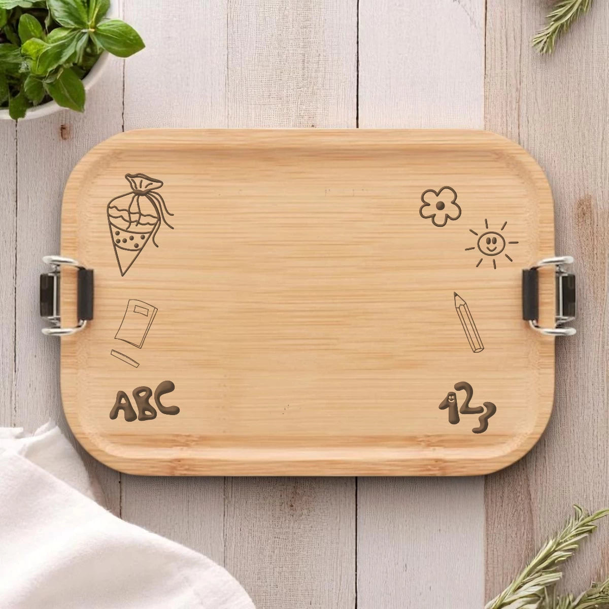 📚 Personalisierte Lunchbox zur Einschulung – mit Name, Datum & Schulmotiven