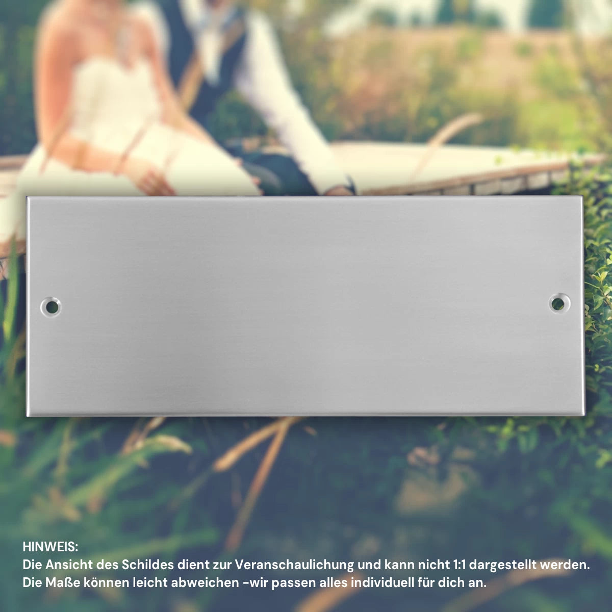 Hochzeitsschild Edelstahl mit Gravur - Eckig