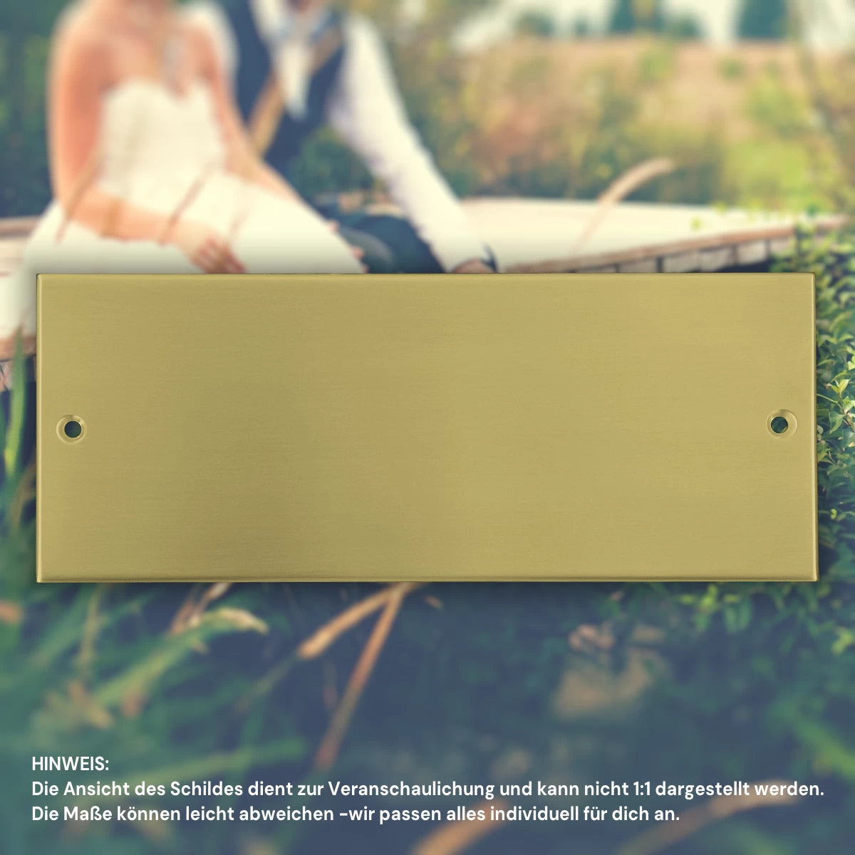 Hochzeitsschild Messing mit Gravur - Eckig
