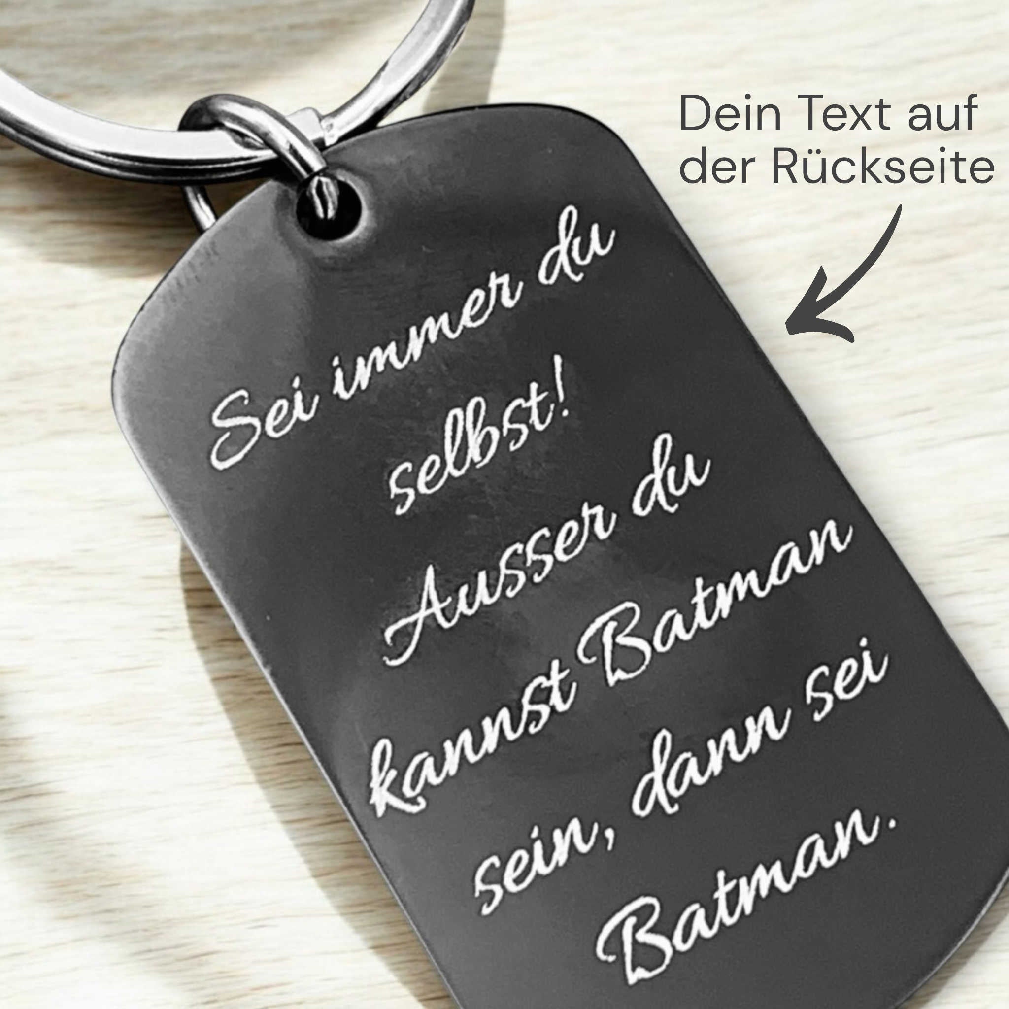 Personalisierter Schlüsselanhänger mit Fotogravur – DogTag | Edelstahl schwarz