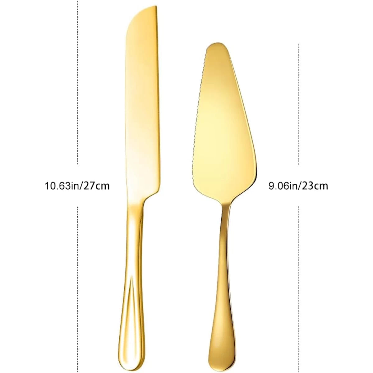 Personalisiertes Hochzeits-Tortenmesser & Tortenheber Set – Gold | Style 2