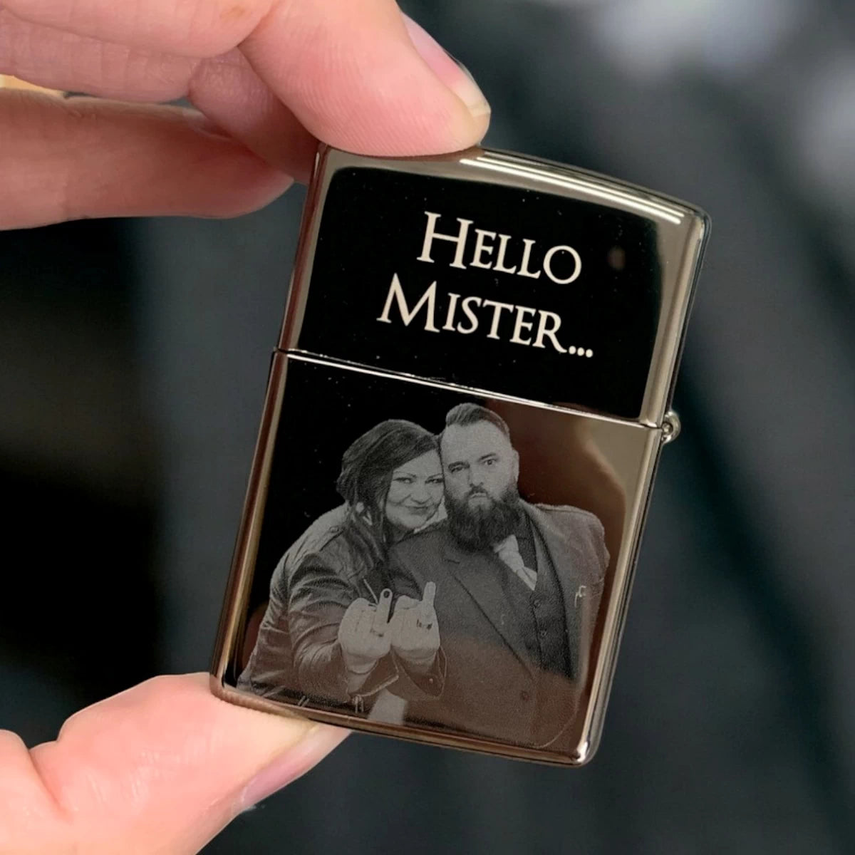 Zippo - Ebony schwarz - personalisiert mit Foto oder Logo