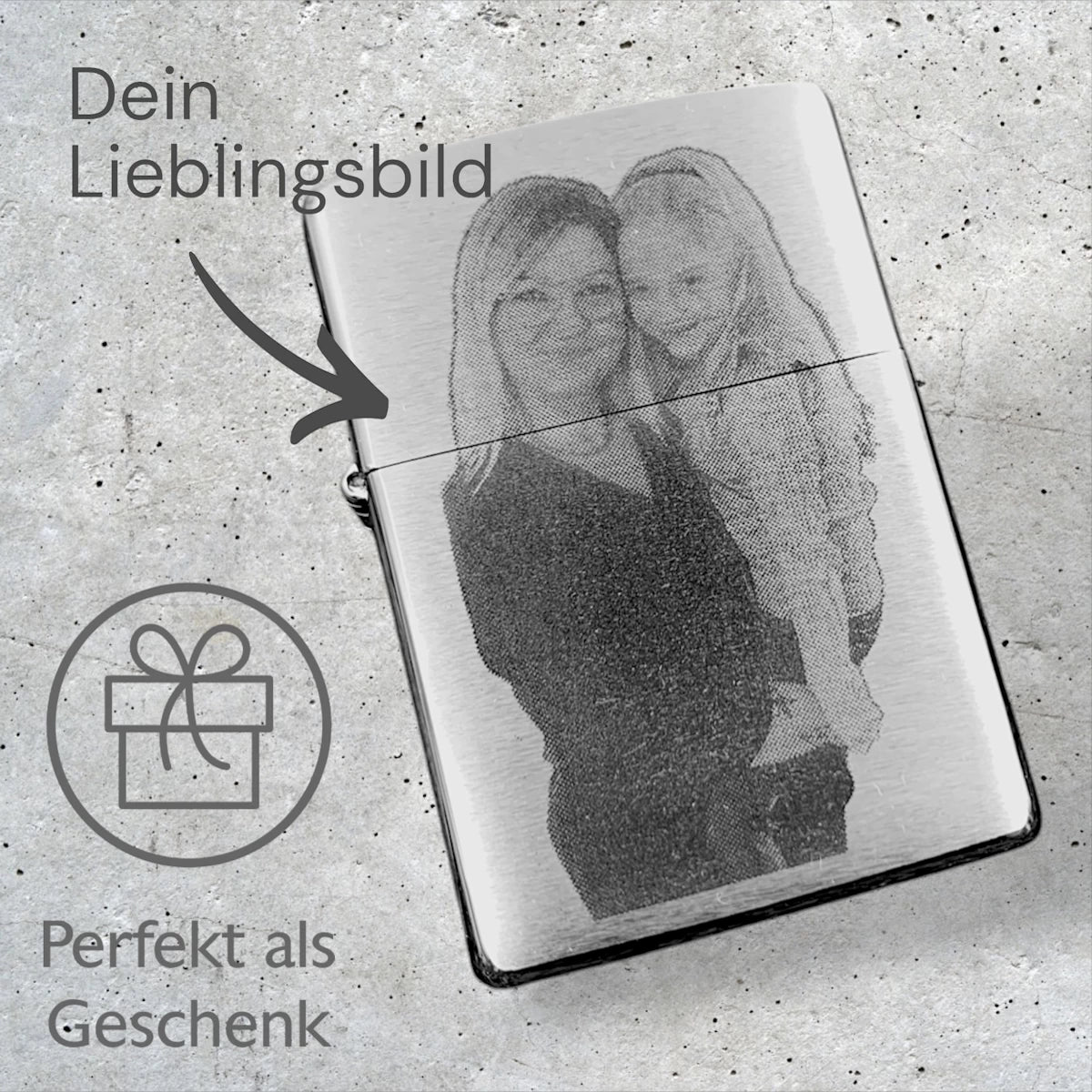 Zippo - chrome brushed - personalisiert mit Foto oder Logo