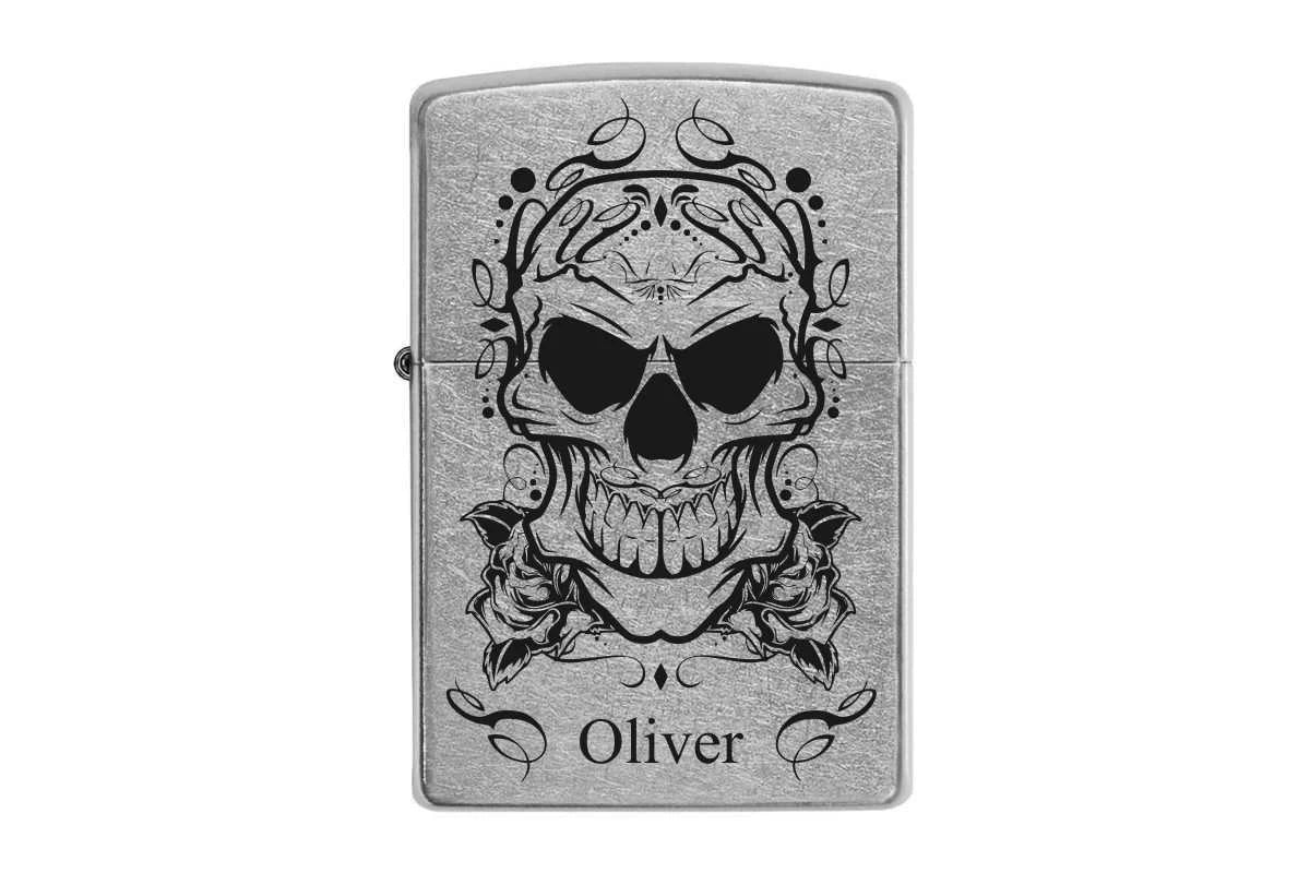 Original Zippo personalisiert - Totenkopf und Namen