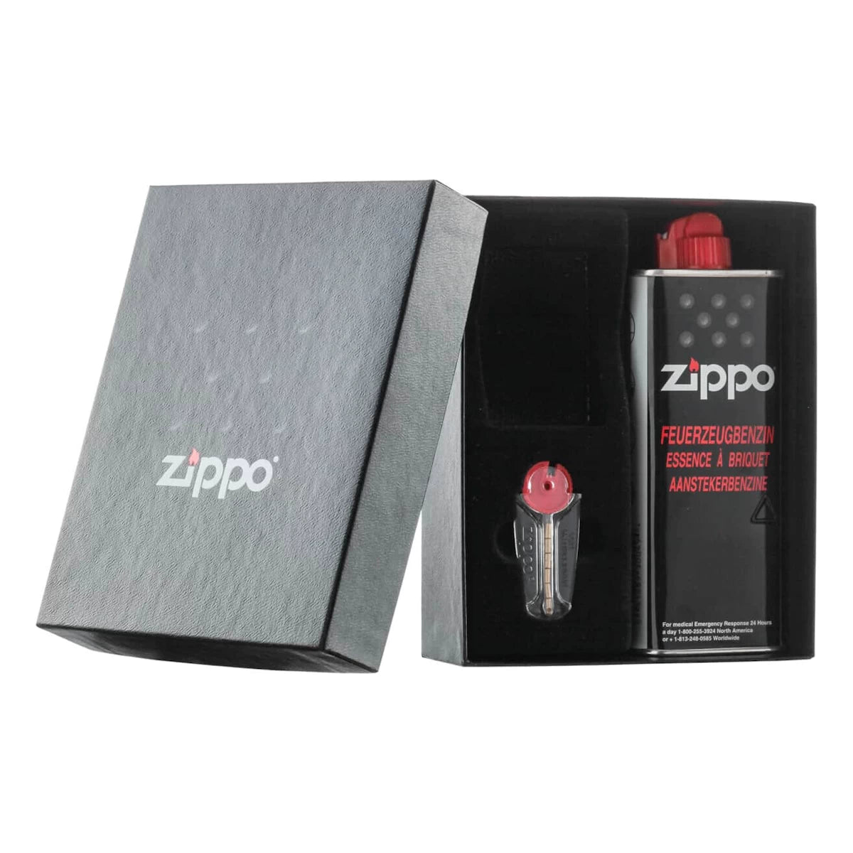 Zippo Geschenkset inkl. Box, Benzin + Feuersteine