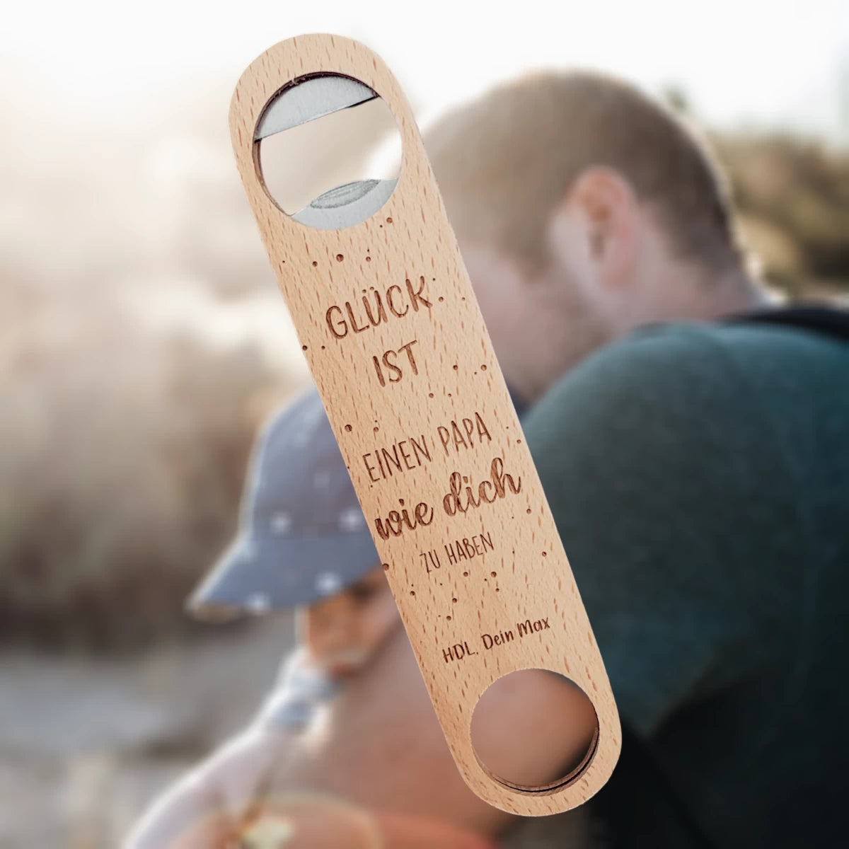 Flaschenöffner VATERTAG personalisiert - Glück ist, einen Papa wie dich zu haben