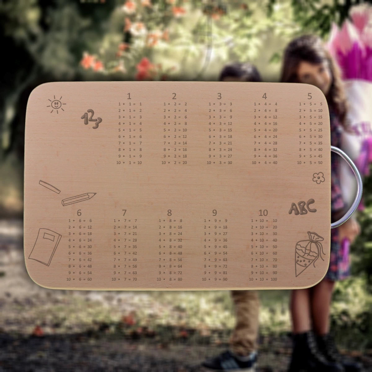 Personalisiertes Frühstücksbrettchen mit dem kleinen 1x1 – Dein Schulstart-Begleiter mit Wunschtext & Namen