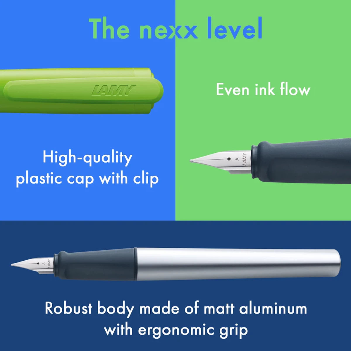 LAMY nexx Füllhalter lime –  Frecher Limetten-Füller für Schulanfänger mit Gravur