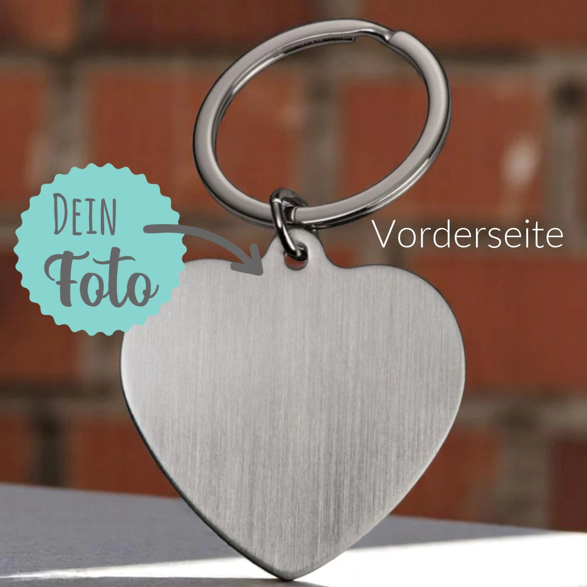 Personalisierte Schlüsselanhänger | dein Foto graviert | Herz