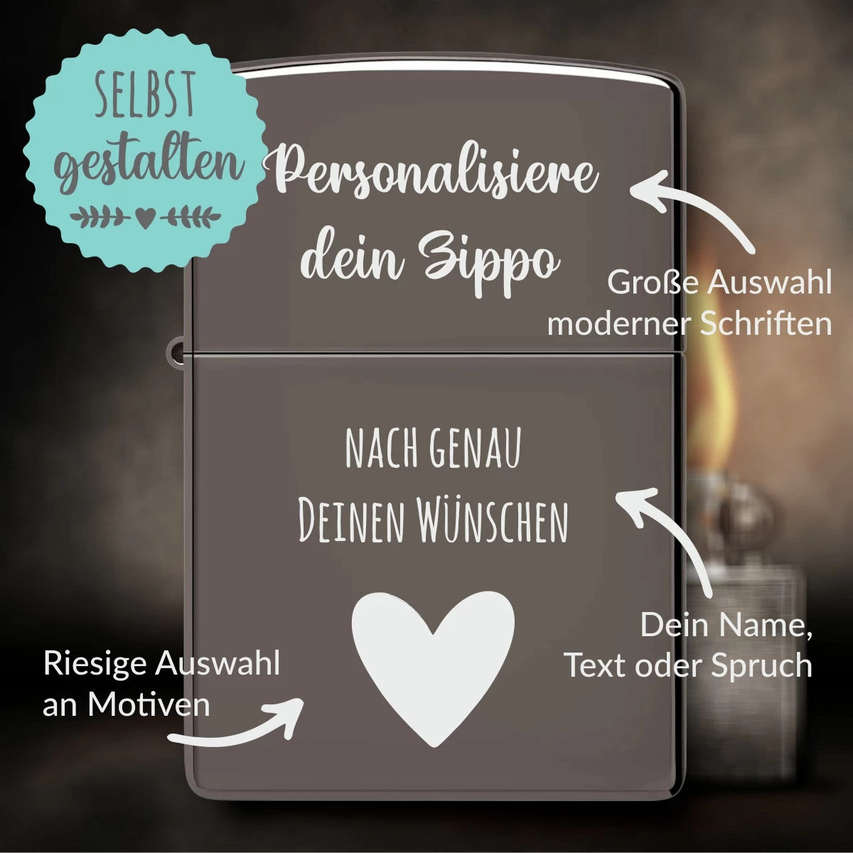 Personalisiertes Zippo | Black Ice | mit Gravur