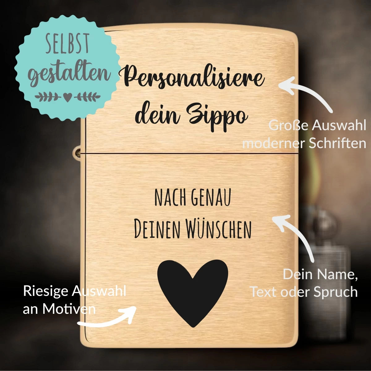 Personalisiertes Zippo | Brass Brushed | mit Gravur