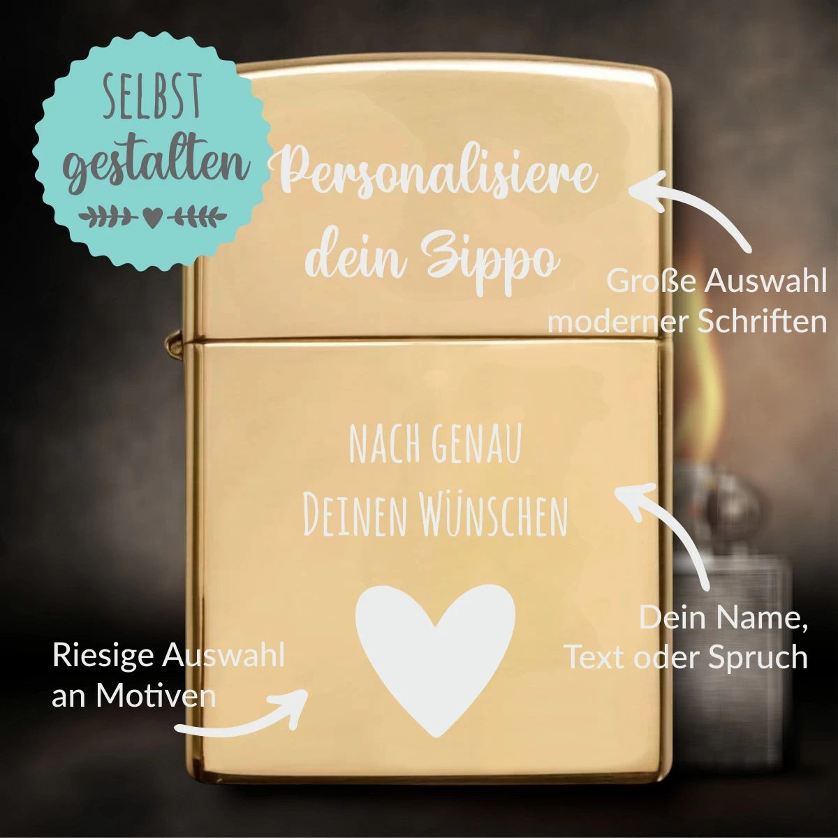 Personalisiertes Zippo | Brass High Polished | mit Gravur