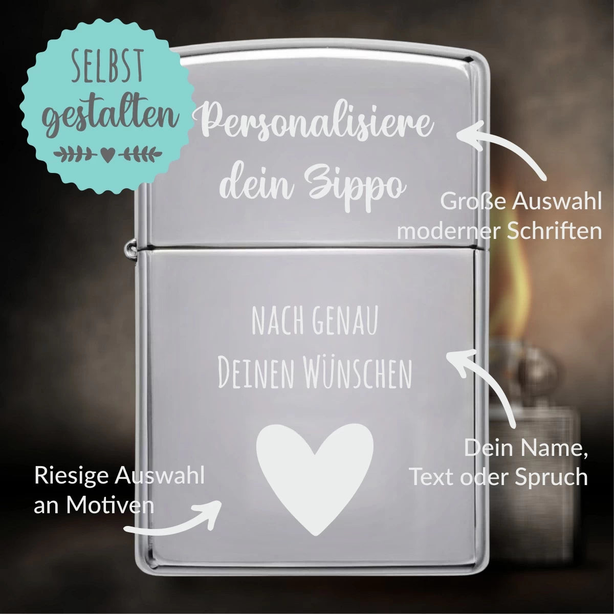 Personalisiertes Zippo | Chrome Polished | mit Gravur