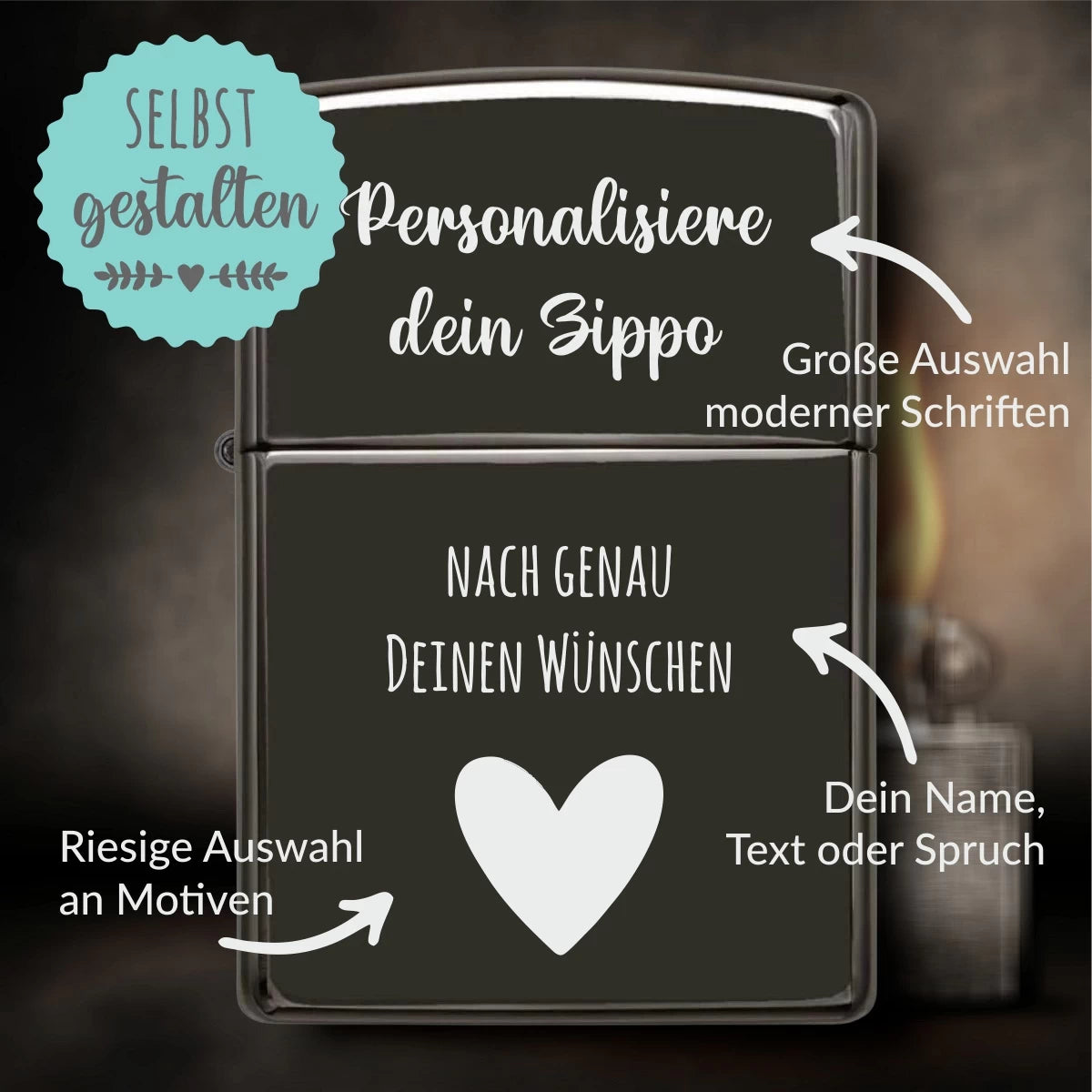 Personalisiertes Zippo | Ebony | mit Gravur