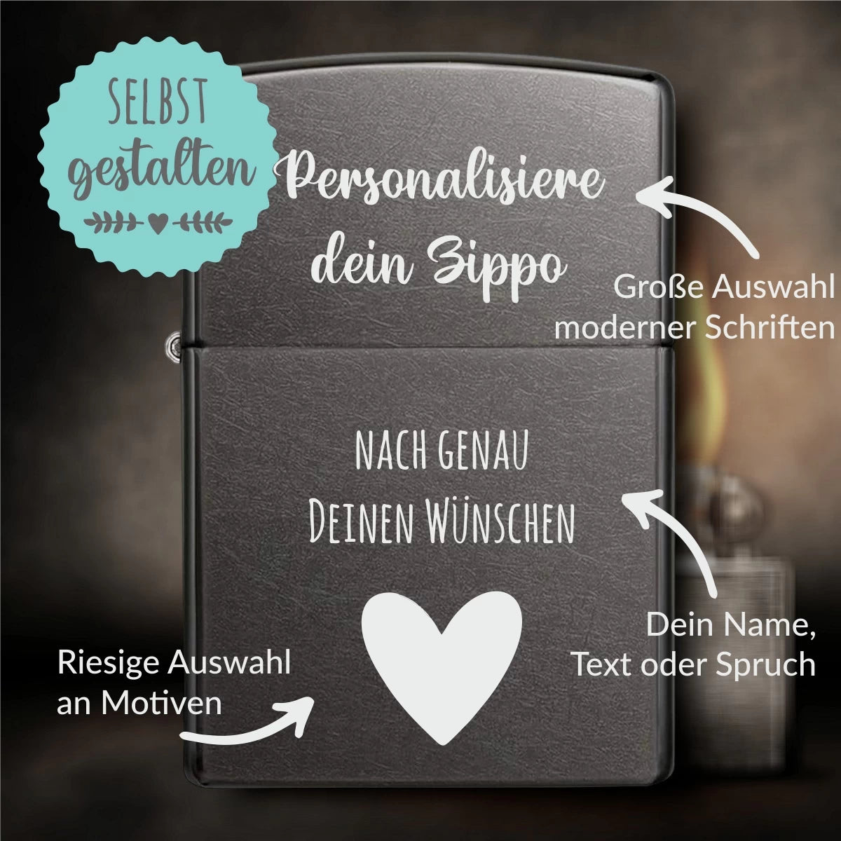 Personalisiertes Zippo | Grey Dusk | mit Gravur