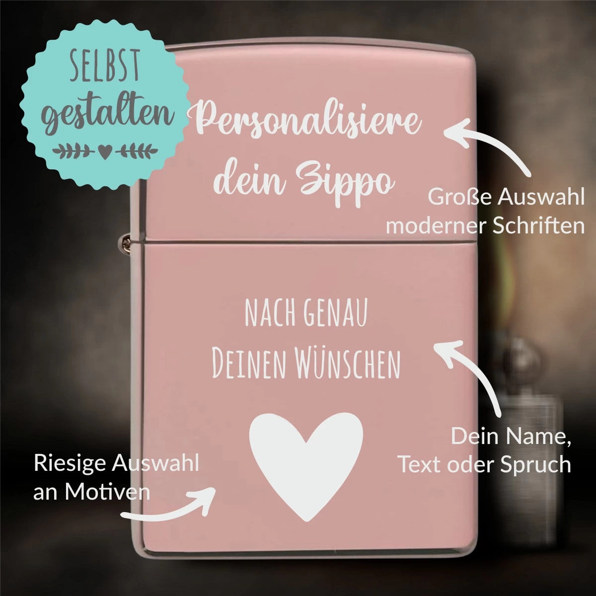 Personalisiertes Zippo | High Rose Gold | mit Gravur