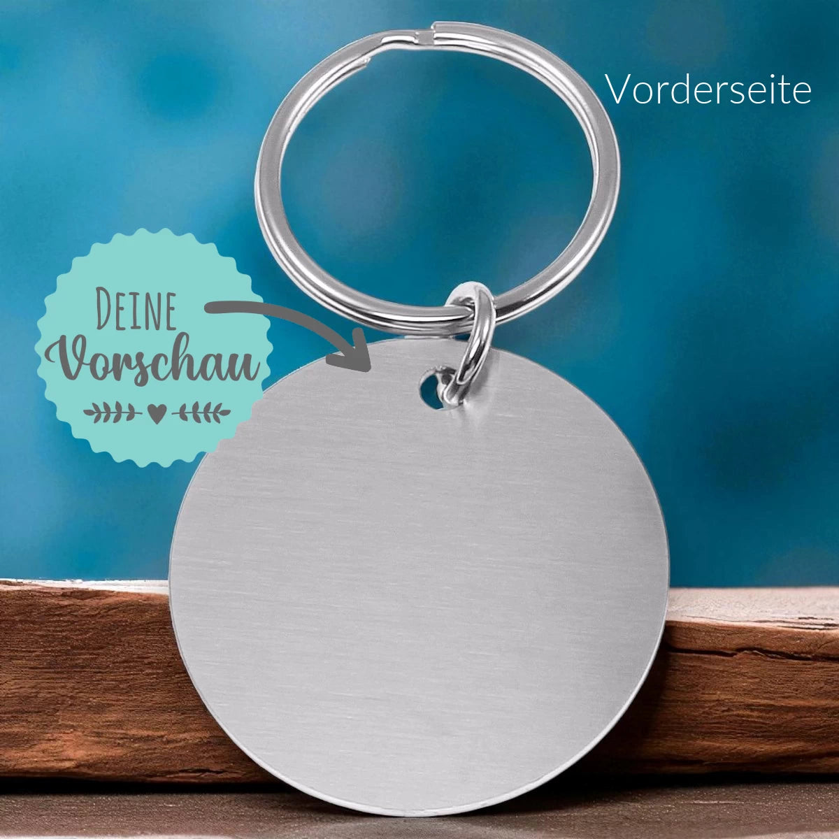 Personalisierter Schlüsselanhänger aus Edelstahl | Gravur Text Motiv | Rund