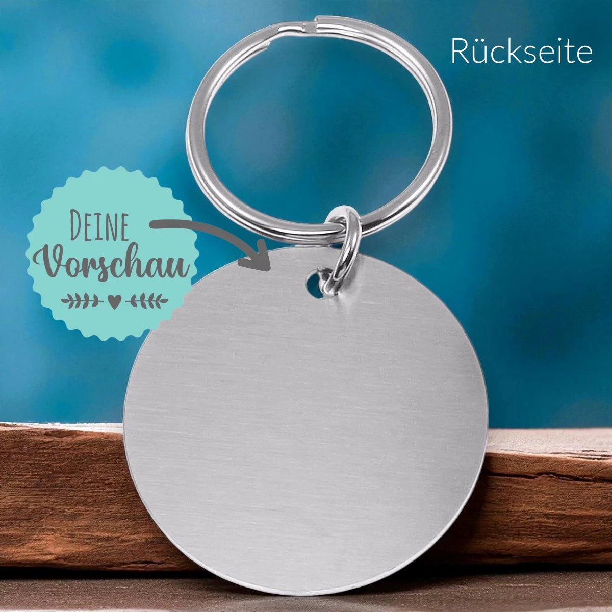 Personalisierter Schlüsselanhänger aus Edelstahl | Gravur Text Motiv | Rund