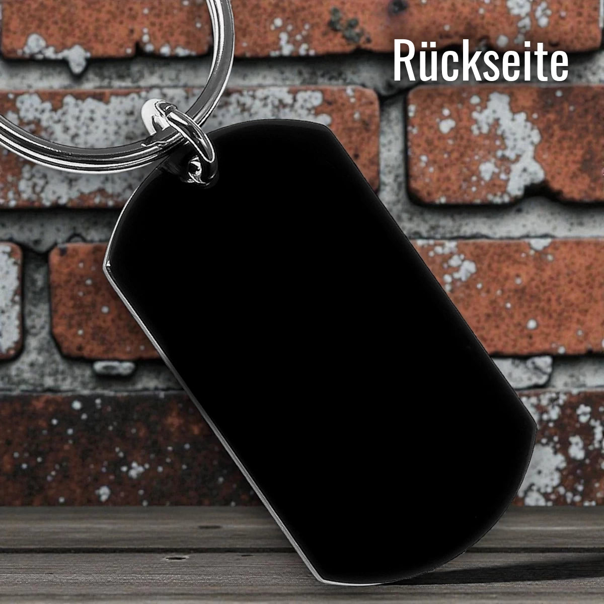 Personalisierter Schlüsselanhänger mit Fotogravur – DogTag | Edelstahl schwarz