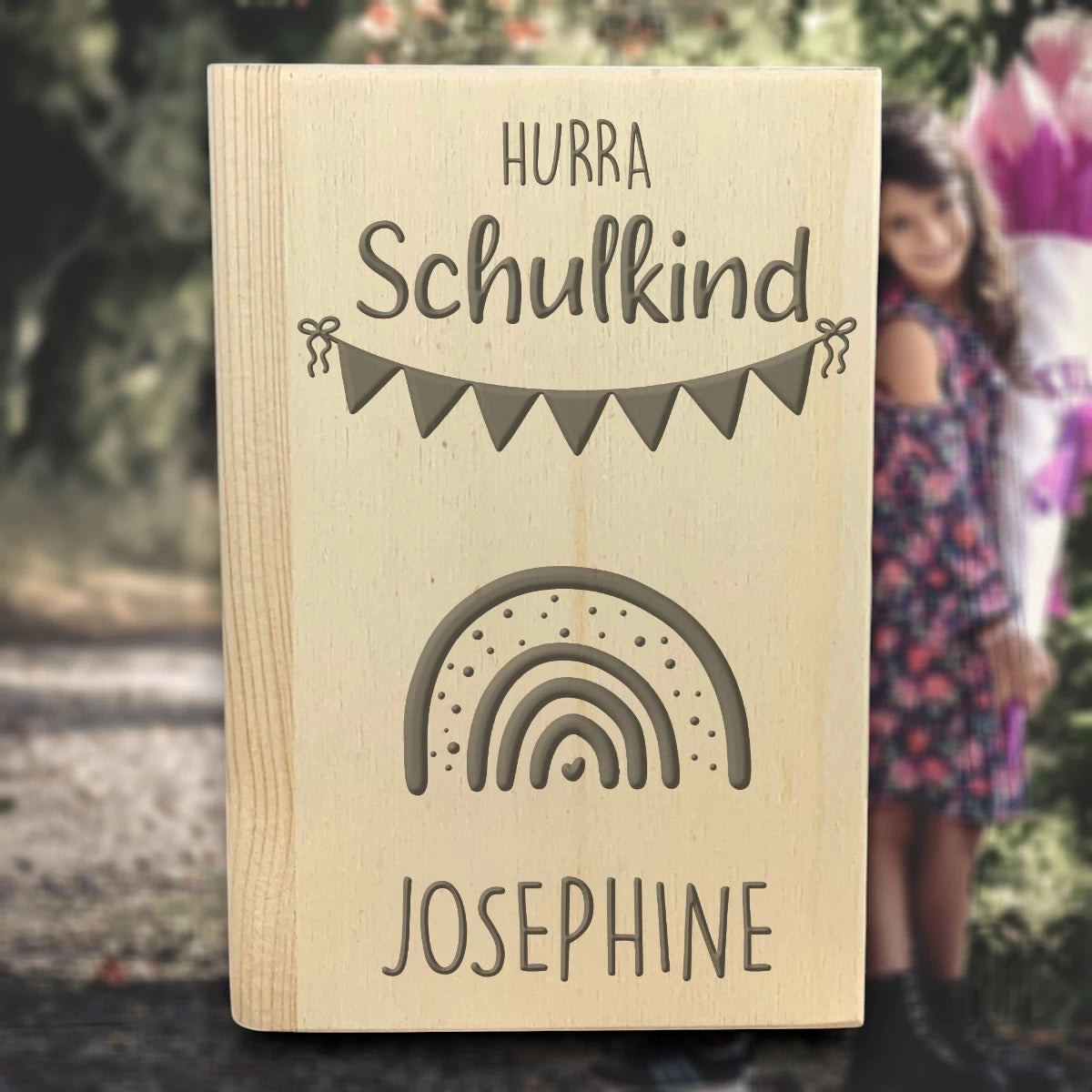 Personalisierte Spardose |Sparbuch | Einschulung - Regenbogen, Wimpel