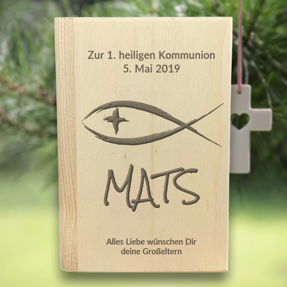 Personalisierte Spardose |Sparbuch | zur Kommunion oder Konfirmation – Ichthys Fisch