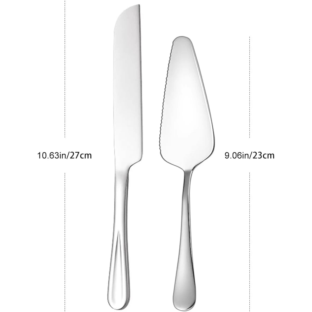 Personalisiertes Hochzeits-Tortenmesser & Tortenheber Set – Silber | Motive und Schrift frei wählbar