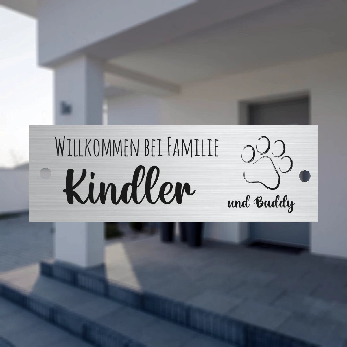 Türschild aus Edelstahl | 18x6 cm | mit Gravur