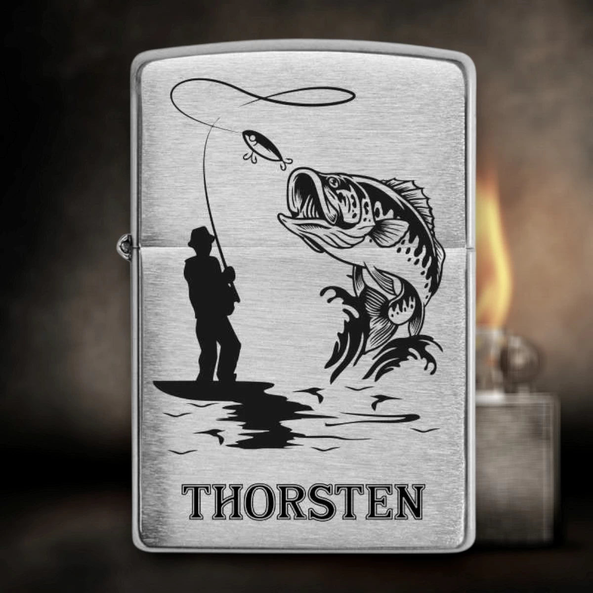 Zippo - Angeln - Angler & Fisch | personalisiert Gravur